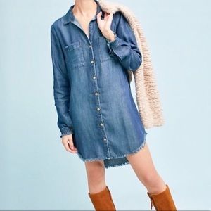 Cloth & Stone Chambray Shirt Dress Raw Hem Montana